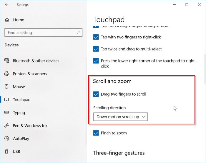 Enable Two-Finger Scroll in Settings