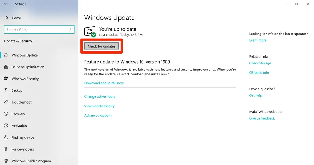 Check for Windows Updates